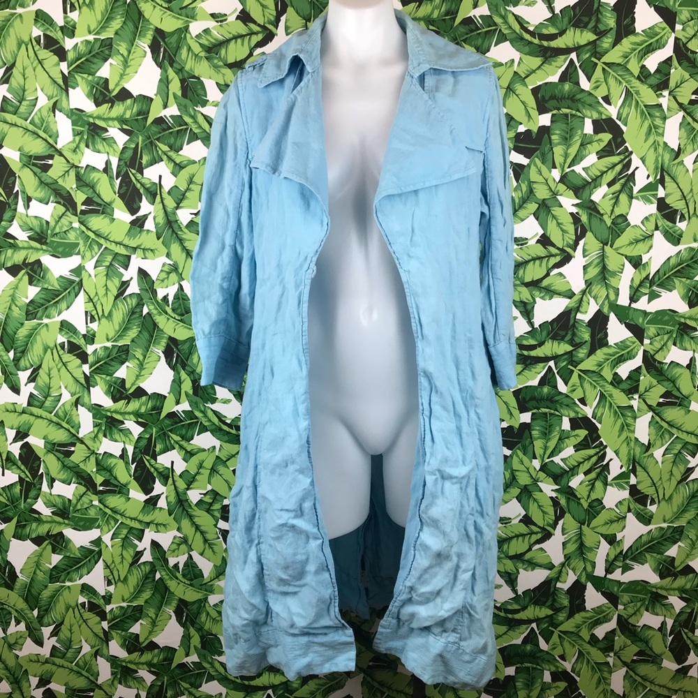 Calypso Christian Celle Blue Linen Trench Coat